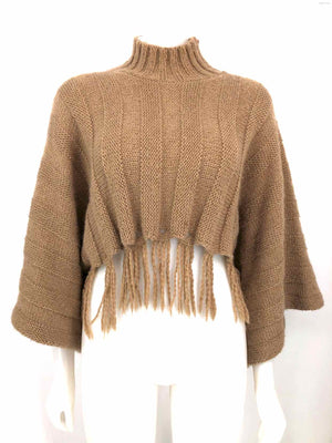 SHARAGANO Tan Wool Blend Crop Longsleeve Size MEDIUM (M) Sweater