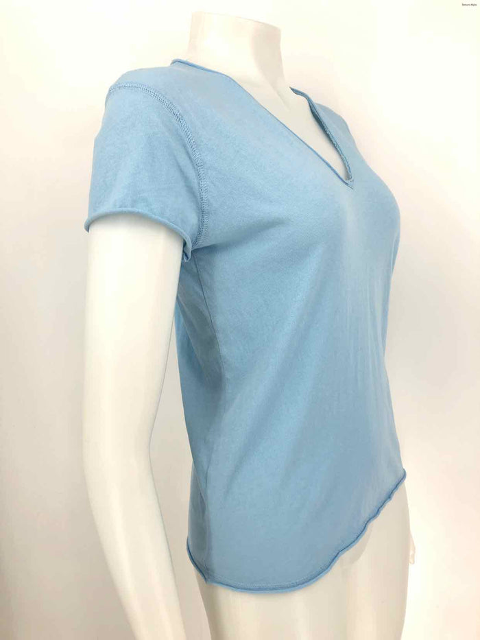 ZADIG & VOLTAIRE Lt Blue Lace Trim Short Sleeves Size SMALL (S) Top