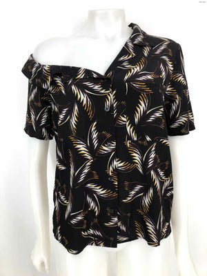 ALC WOMAN Black Brown Multi Print Short Sleeves Size 4  (S) Top