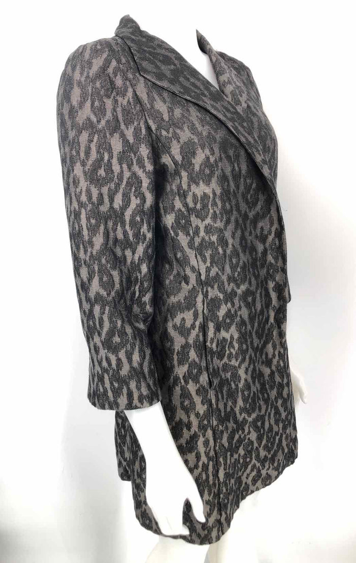 EILEEN FISHER Gray Black Animal Print 3/4 Sleeve Women Size SMALL (S) Jacket