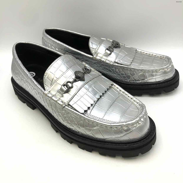 KURT GEIGER Silver Leather Mock Croc Loafer Shoe Size 41 US: 10 Shoes