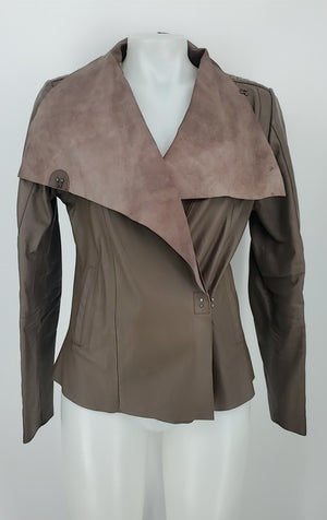 TROUVE Lt Brown Leather Drape Front Women Size MEDIUM (M) Jacket