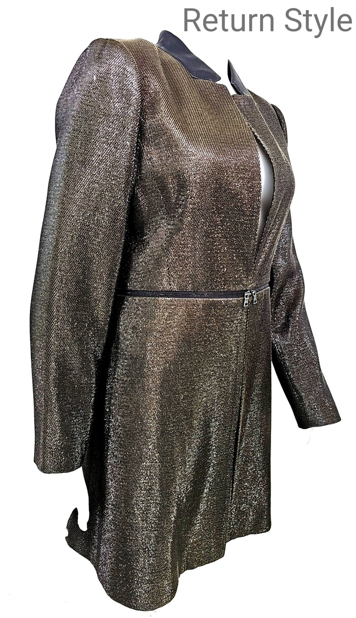 BCBG MAXAZRIA Olive Black Sparkle Coat Women Size SMALL (S) Jacket