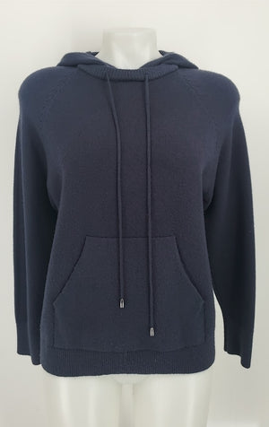 S. CHRISTINA Navy Cashmere Hoodie Pullover Size L/XL  (XL) Sweater