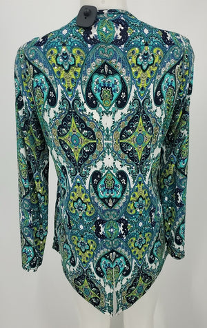 JOSEPH RIBKOFF Green Blue Multi Print Longsleeve Size 10  (M) Top