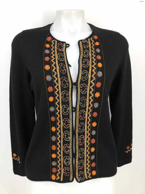 PERUVIAN IMPORTS Black Orange Alpaca Embroidered Jacket Size SMALL (S) Sweater