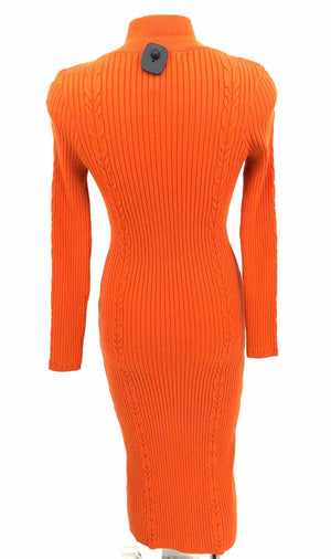 GREYLIN Orange Knit Ribbed Longsleeve Size SMALL (S) Dress