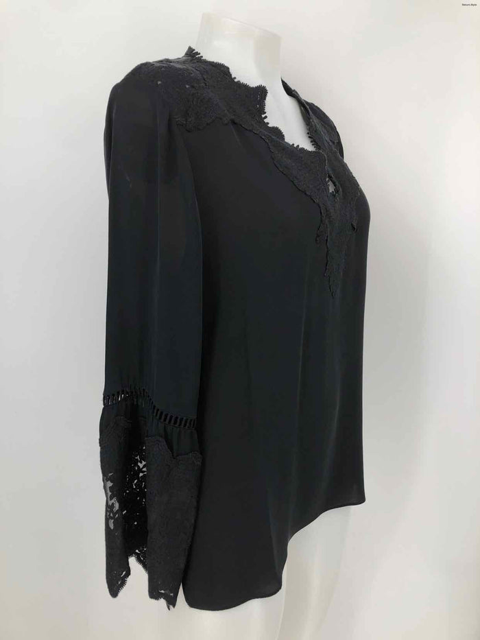 KOBI HALPERIN Black Embroidered Sleeve Design Size LARGE  (L) Top