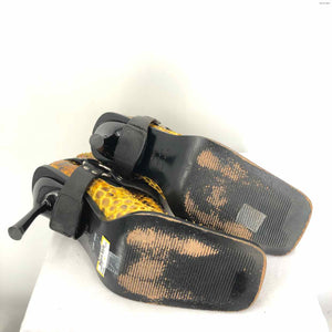 DOLCE & GABBANA Yellow Black Leather Heels Made in Italy Reptile 3"Heel Boots