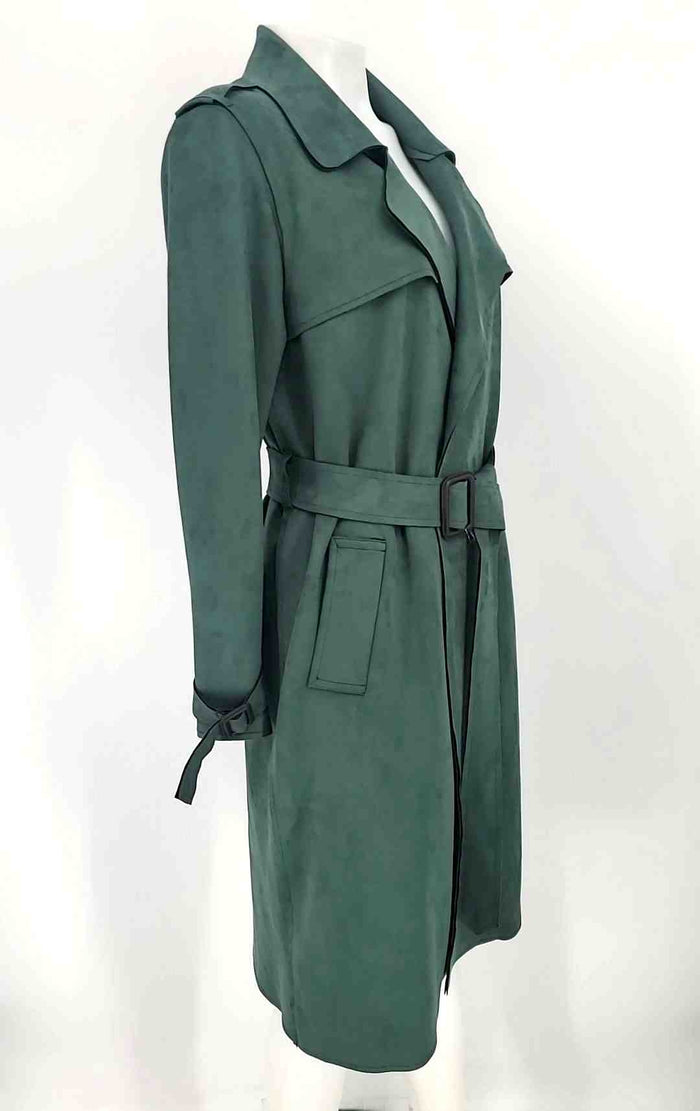 ETT TWA Green w/belt Trench Coat Women Size SMALL (S) Jacket