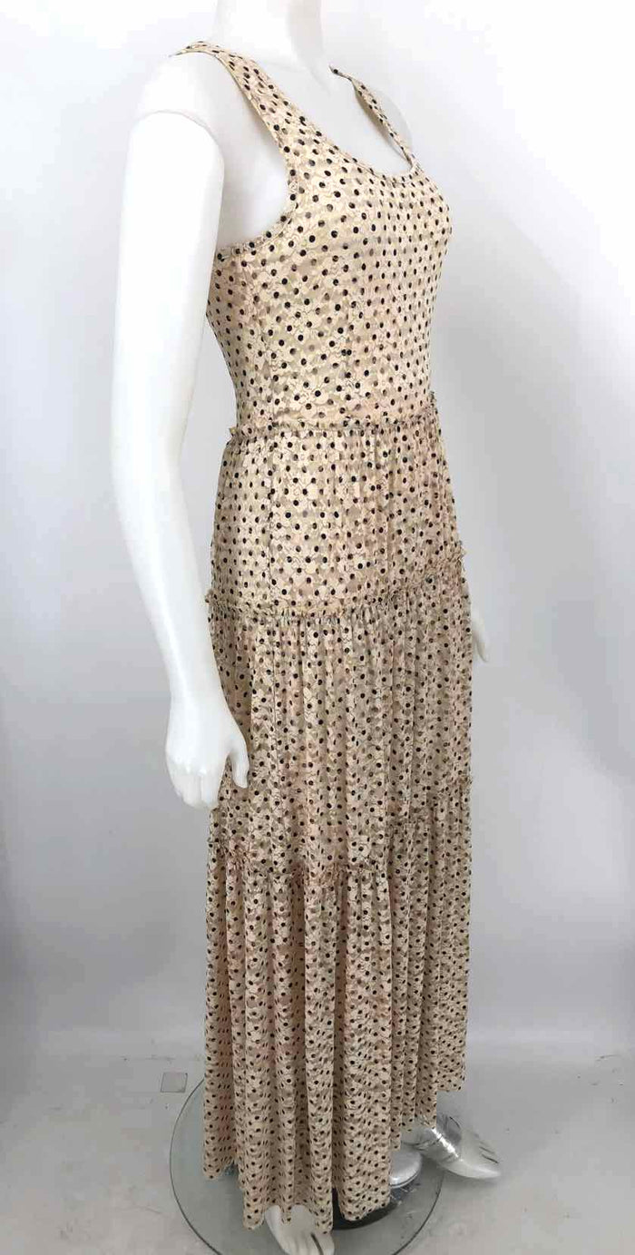 MEADOW RUE Beige Black Lace Dot Maxi Length Size SMALL (S) Dress