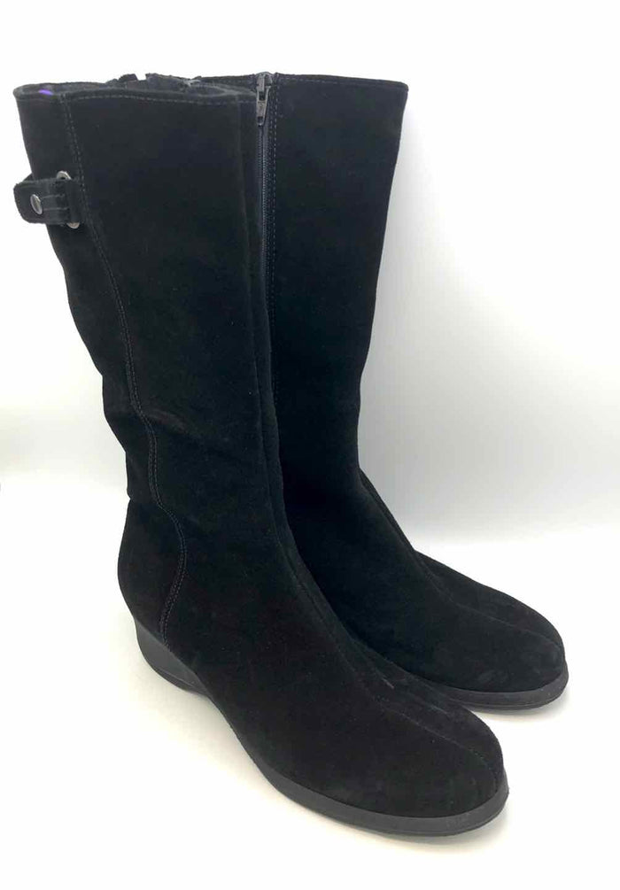 LA CANADIANNE Black Suede Leather Knee High Shoe Size 8 Boots