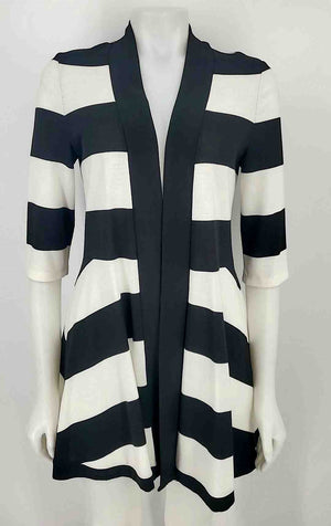 JOSEPH RIBKOFF Black White Striped Wrap Size 6  (S) Top