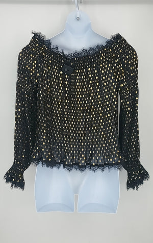 THE KOOPLES Black Gold Dot Off Shoulder Size LARGE  (L) Top