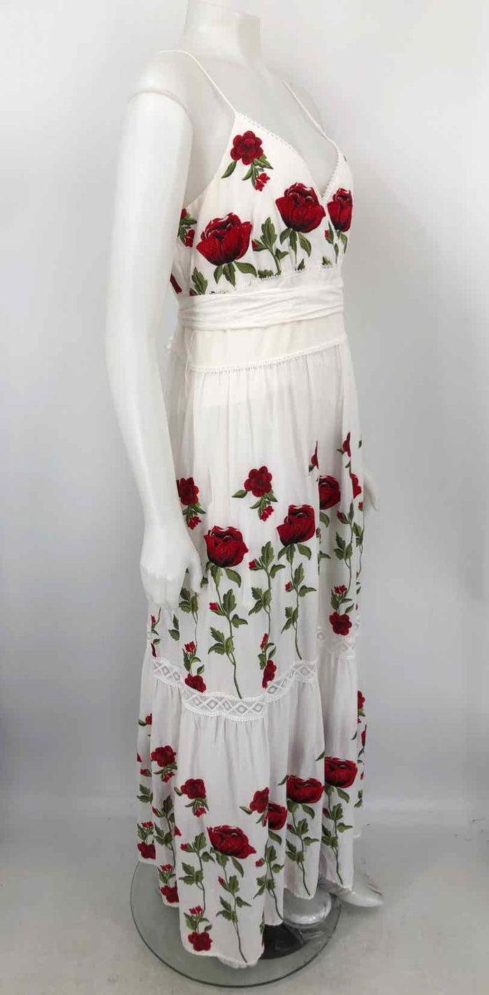 ANTONIO MELANI White Red Roses Maxi Length Size 14  (L) Dress