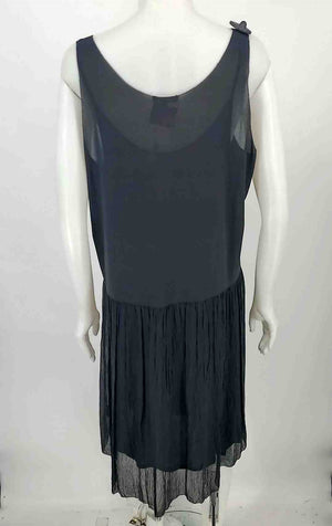 EILEEN FISHER Black Silk Blend Pleated Trim Tank Size LARGE  (L) Dress