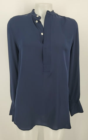 POLO RALPH LAUREN Navy Silk Longsleeve Size SMALL (S) Top