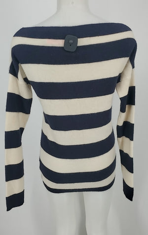 CLUB MONACO Navy White Cashmere Striped Longsleeve Size MEDIUM (M) Sweater