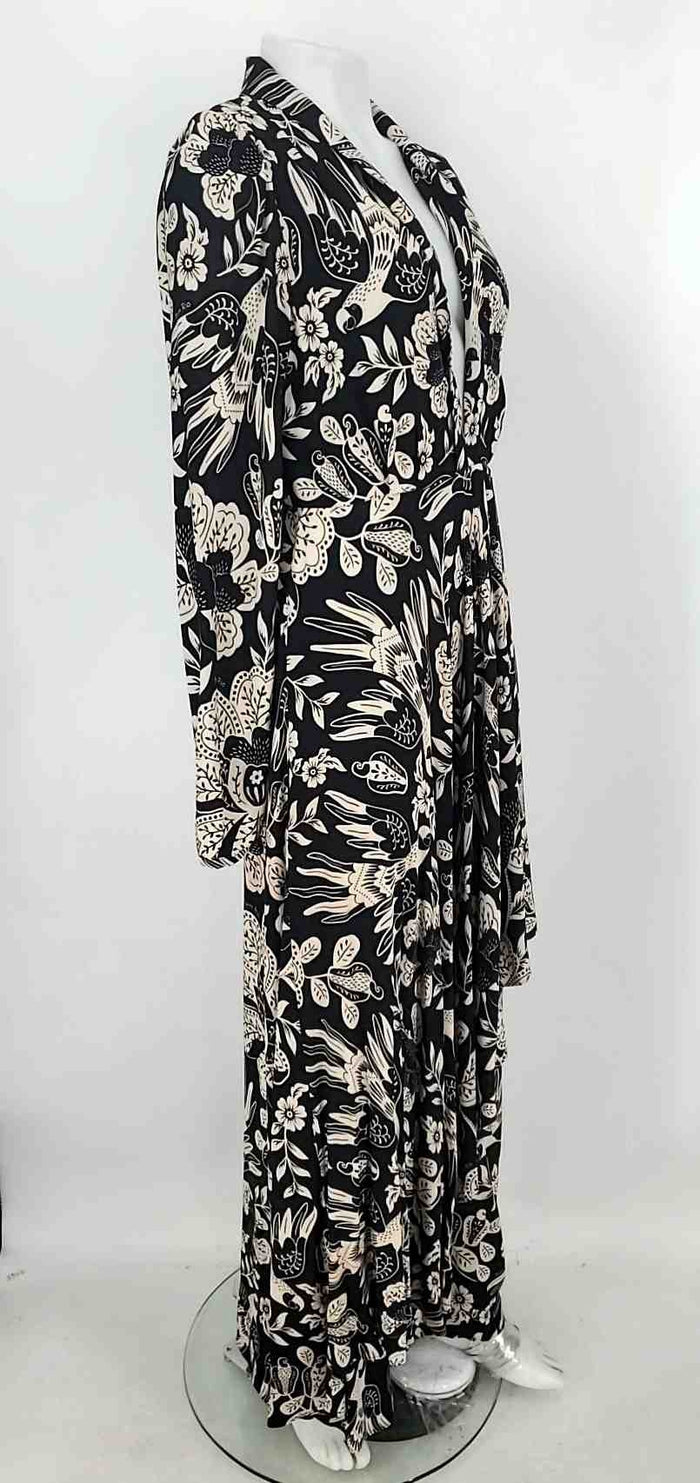 FARM RIO Black Beige Floral Longsleeve Size MEDIUM (M) Dress