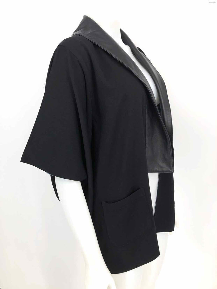 HANOUT Black Leather Trim Half Sleeve Women Size MEDIUM (M) Jacket