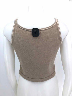 ST. JOHN Khaki Beige Knit Crop Top Size Petite (S) Top