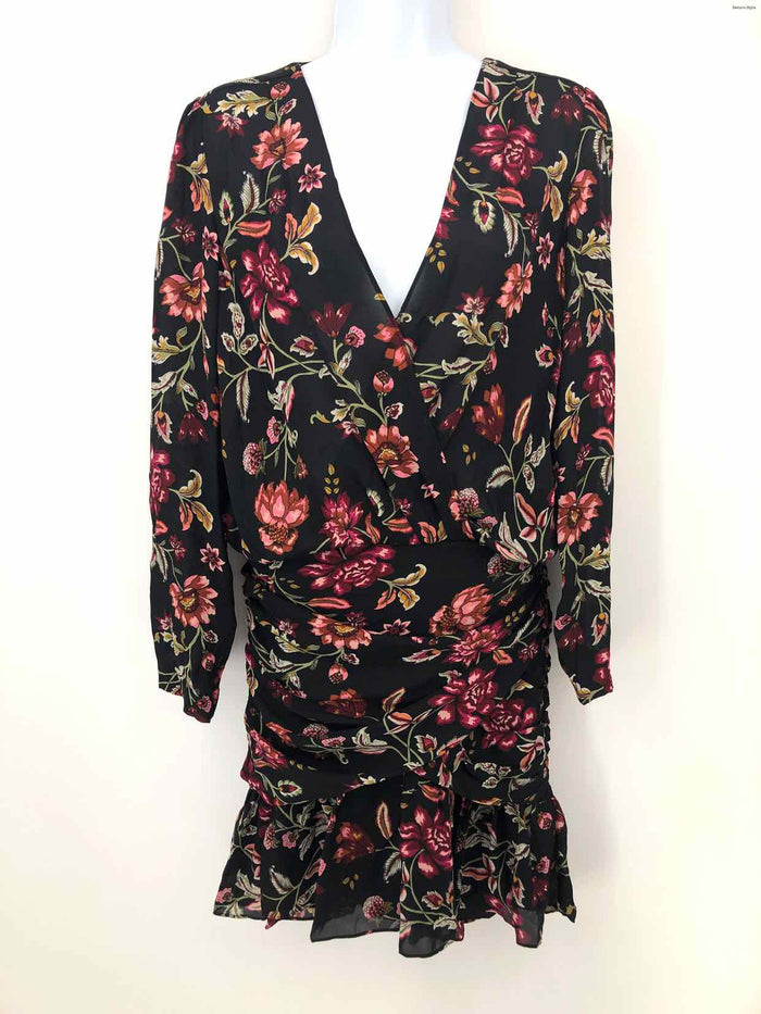 A.L.C. Black Pink Multi Silk Floral Print Longsleeve Size 4  (S) Dress