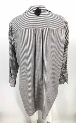 FRANK & EILEEN White Blue Gray Cotton Pinstripe Button Up Size X-LARGE Dress