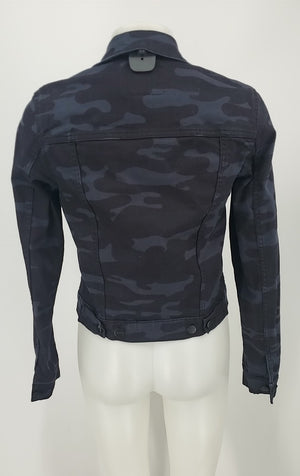 SANCTUARY Black Navy Multi-Color Camouflage Longsleeve Jacket