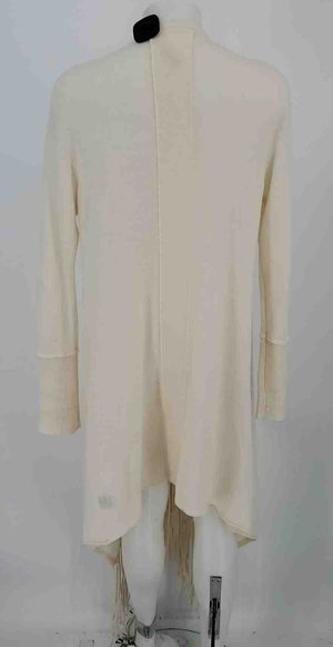 360 CASHMERE Cream Cashmere Fringe Trim Wrap Size MEDIUM (M) Sweater