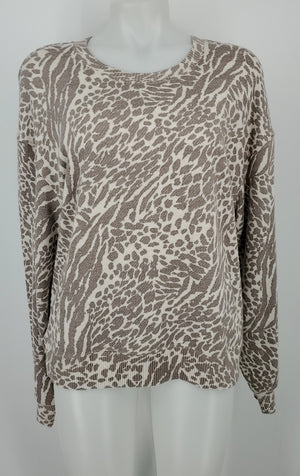 RAILS Gray Cream Knit Animal Print Longsleeve Size X-LARGE Sweater