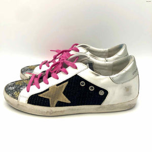 GOLDEN GOOSE White & Black Silver Multi Glitter Sneaker Shoe Size 8-1/2 Shoes