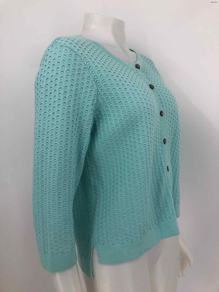 SUNDANCE Turquoise White Knit Cardigan Size LARGE  (L) Sweater