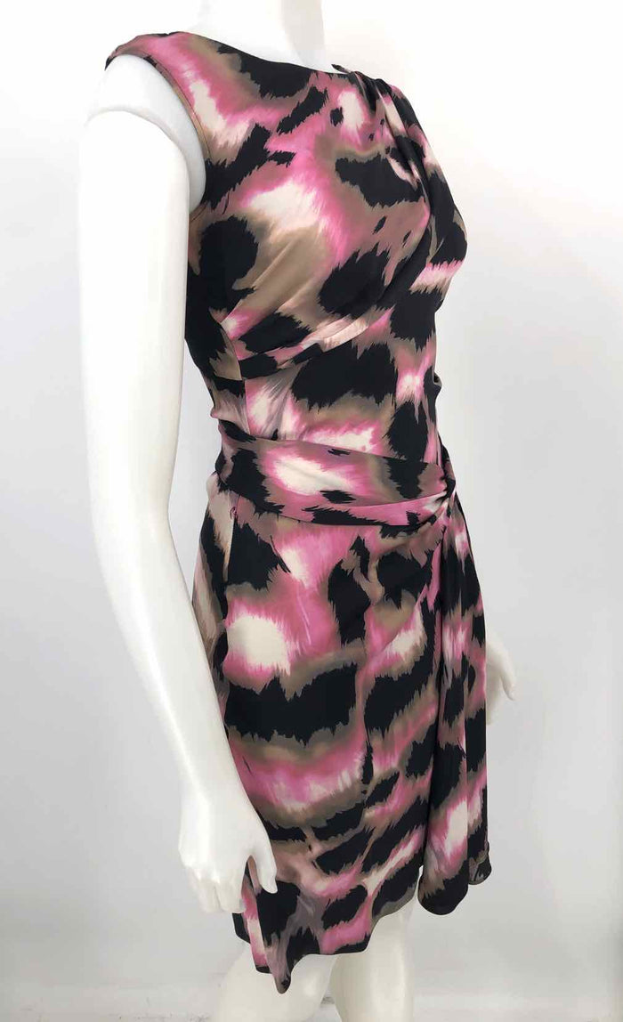 DVF - DIANE VON FURSTENBERG Pink Blue Multi Silk Print Tank Size 2  (XS) Dress