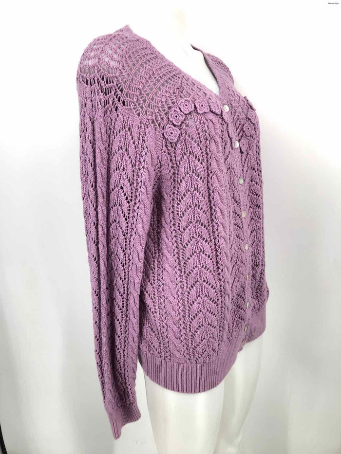 SUNDANCE Lavender Cotton Crochet Cardigan Size X-LARGE Sweater