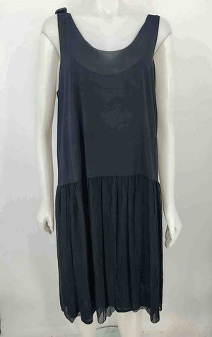 EILEEN FISHER Black Silk Blend Pleated Trim Tank Size LARGE  (L) Dress