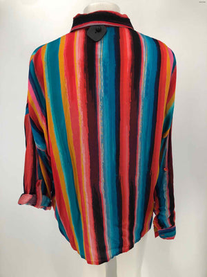 Tolani Pink Yellow Multi Striped Button Up Size SMALL (S) Top