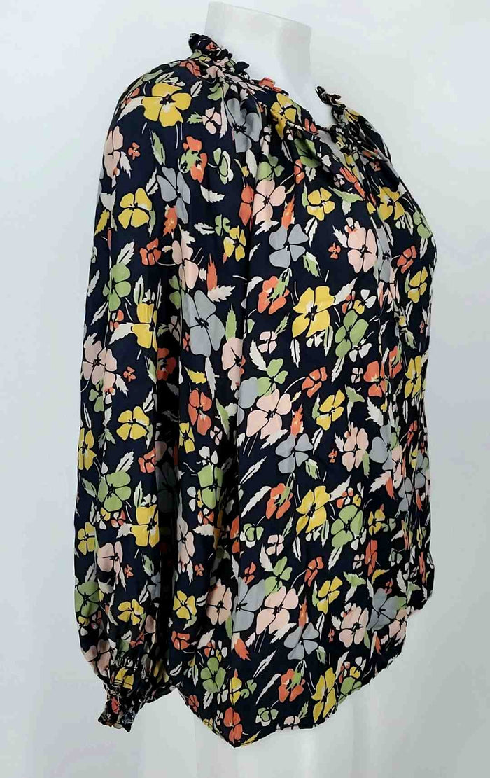 THE GREAT Navy Yellow Multi Silk Floral Longsleeve Size MEDIUM (M) Top