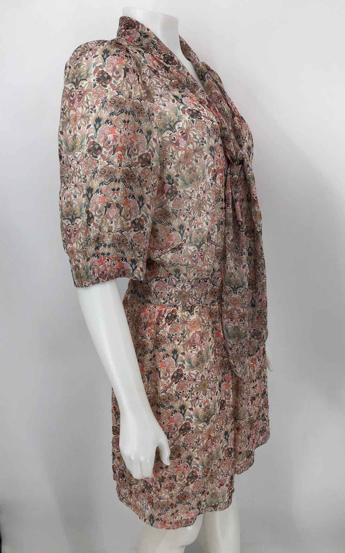 ZADIG & VOLTAIRE Cream Peach Multi Print Half Sleeve Size MEDIUM (M) Dress