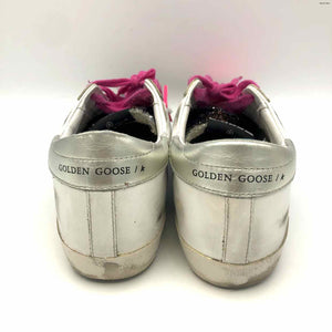 GOLDEN GOOSE White & Black Silver Multi Glitter Sneaker Shoe Size 8-1/2 Shoes