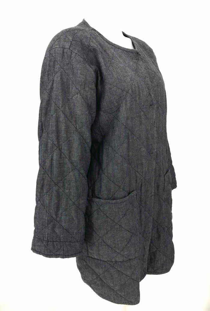 EILEEN FISHER Gray Quilted Snap Up Women Size Petite (S) Jacket