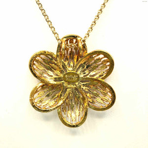 NOLAN MILLER Goldtone Rhinestones Pre Loved Flower Necklace