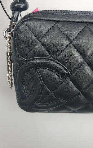 CHANEL Black Leather Quilted Pre Loved Shoulder Bag 9" 1" 5.5" Purse