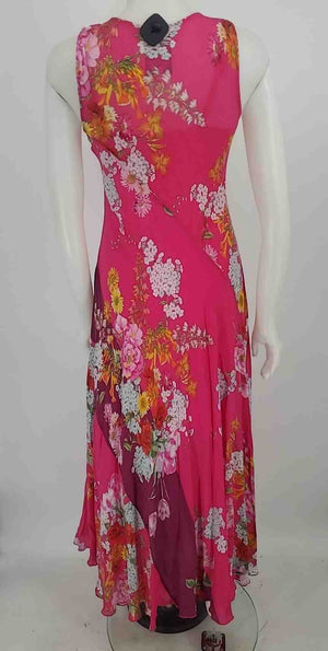 JOHNNY WAS Pink Yellow Multi Floral Print Maxi Length Size X-SMALL Dress