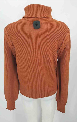 DESIGN HISTORY Orange Knit Braided Turtleneck Size SMALL (S) Sweater