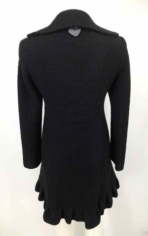 NANETTE LEPORE Black Wool Blend Ruffle Trim Women Size 4  (S) Jacket