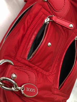 TODS Red Silver Nylon Purse