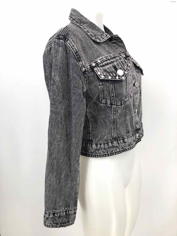 REBECCA MINKOFF Gray Silver Denim Studded Crop Women Size SMALL (S) Jacket