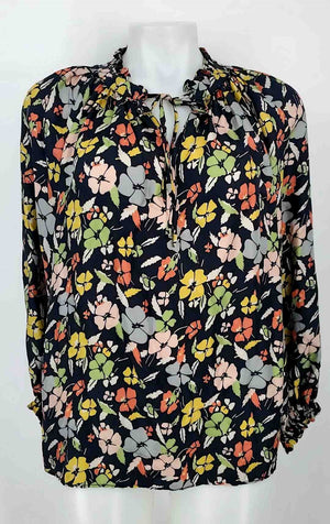 THE GREAT Navy Yellow Multi Silk Floral Longsleeve Size MEDIUM (M) Top