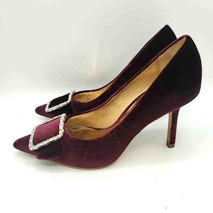 BADGLEY MISCHKA Burgundy Silver Velvet Heels Shoe Size 7 Shoes