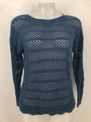 TRINA TURK Blue Crochet Longsleeve Size LARGE  (L) Sweater